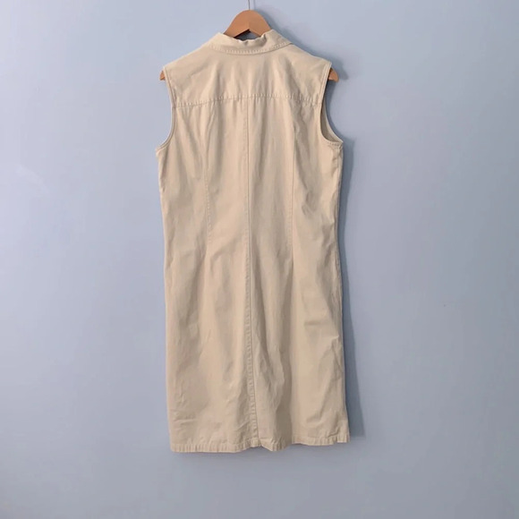 Casual corner annex button down sleeveless khaki dress Y2K size 12 long vest - Picture 2 of 8